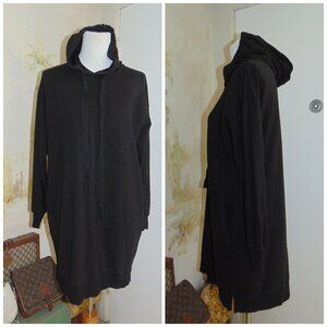 The Drop Modal Cotton Peru Womens Tunic Hoodie Dress Black Long Sleeve Small